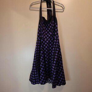 Dress Tell Purple/Black Dots Halter Corset Back (missing ribbon) Dress XXL